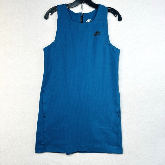 Nike Dress Womens Medium Blue Cotton Tech Pack Golf Pickleball Stretchy Comfort - Picture 1 of 10